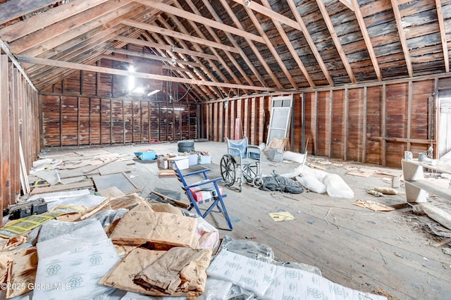 view of unfinished attic