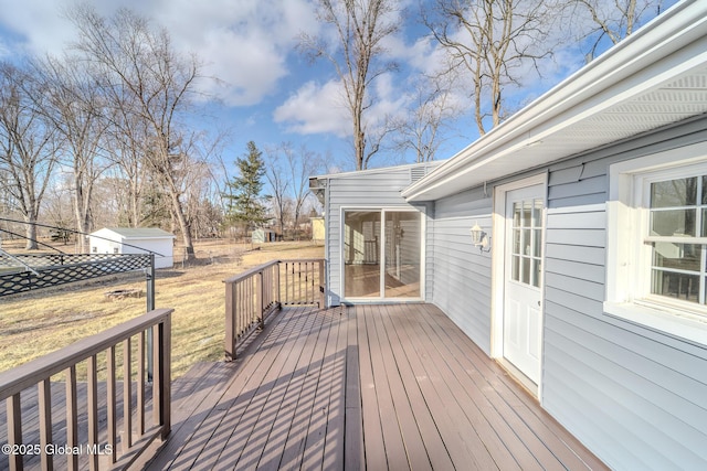 deck featuring an outbuilding