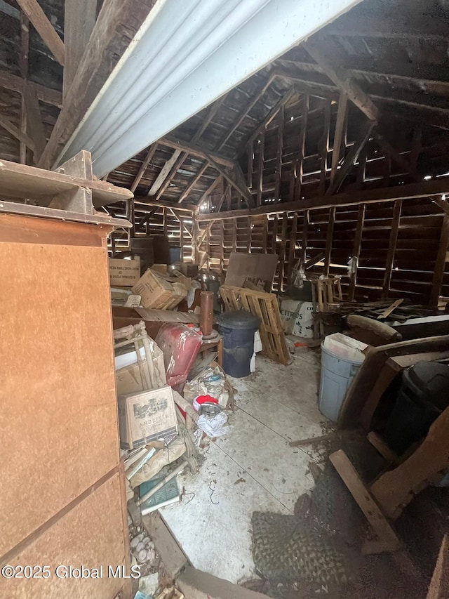 view of unfinished attic