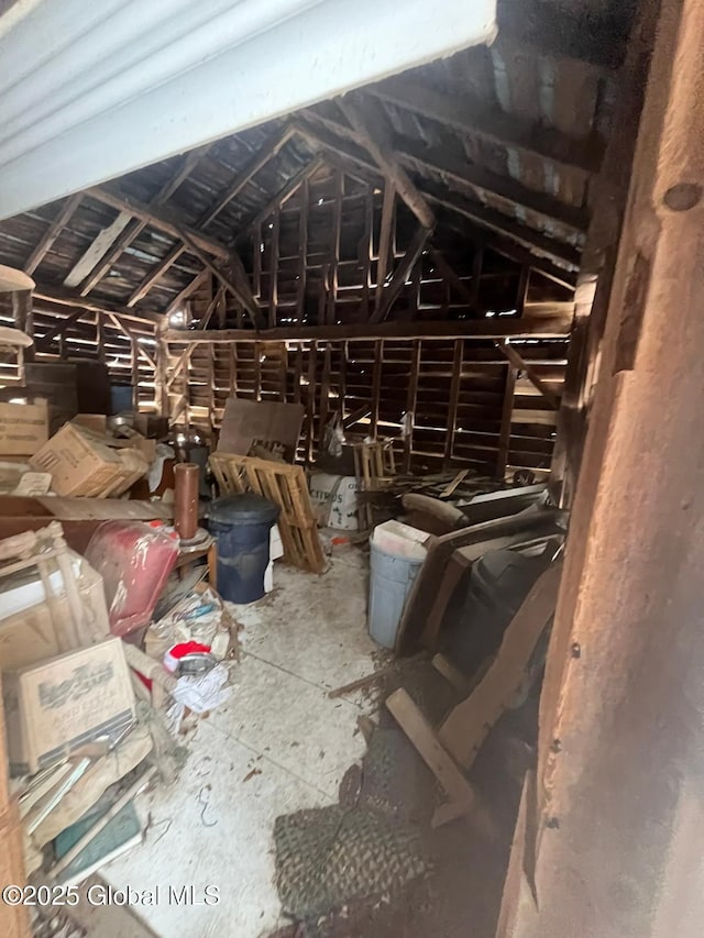 interior space featuring lofted ceiling