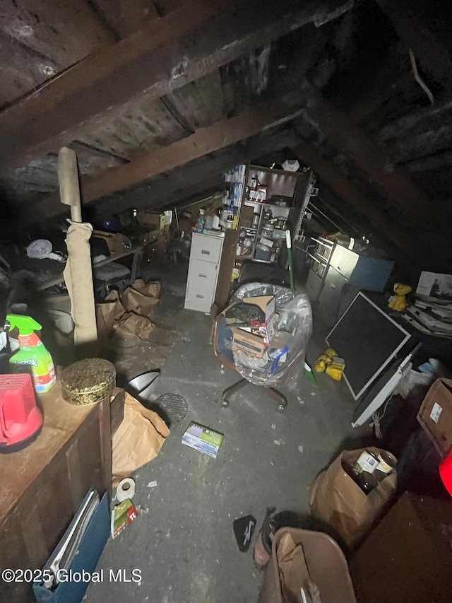 view of unfinished attic