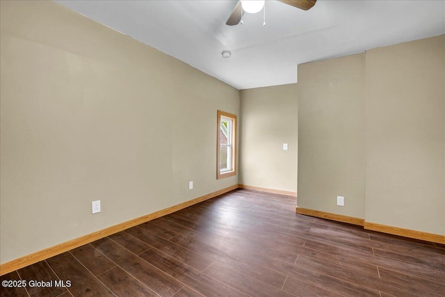 7383 State Highway 28, Exeter, NY 13315 - spare room with dark wood finished floors, baseboards, and a ceiling fan
