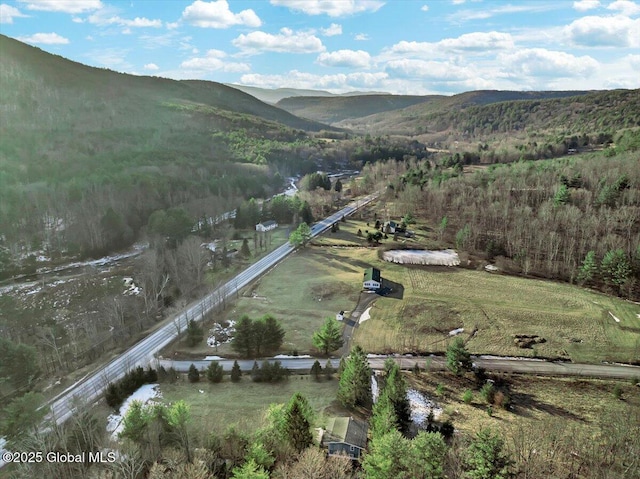 aerial view featuring a mountain view