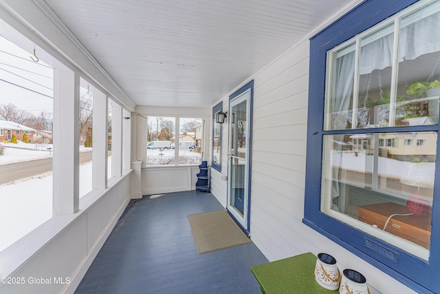 view of unfurnished sunroom