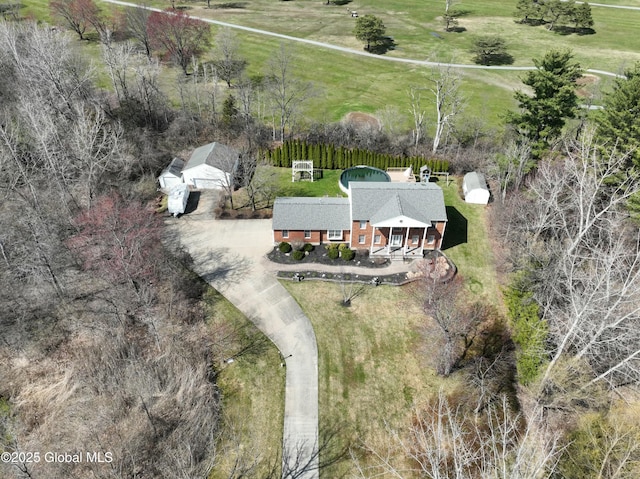 bird's eye view with a rural view