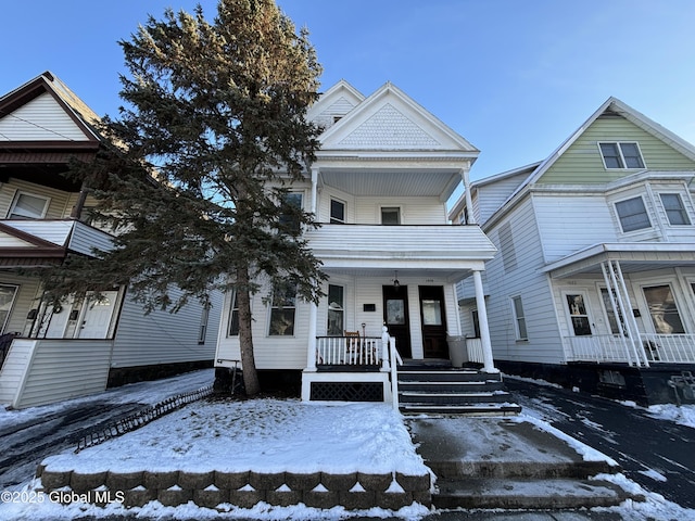 view of front facade featuring covered porch