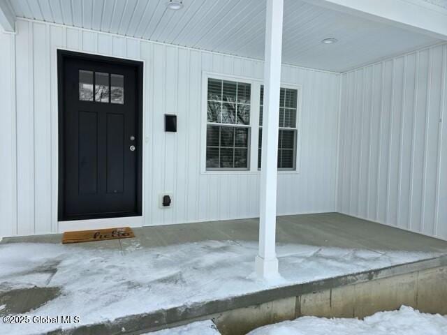 entrance to property with board and batten siding