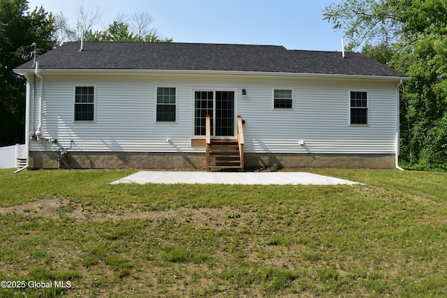 32 Swan St, Kingsbury, NY 12839 - rear view of house with a patio, entry steps, and a yard