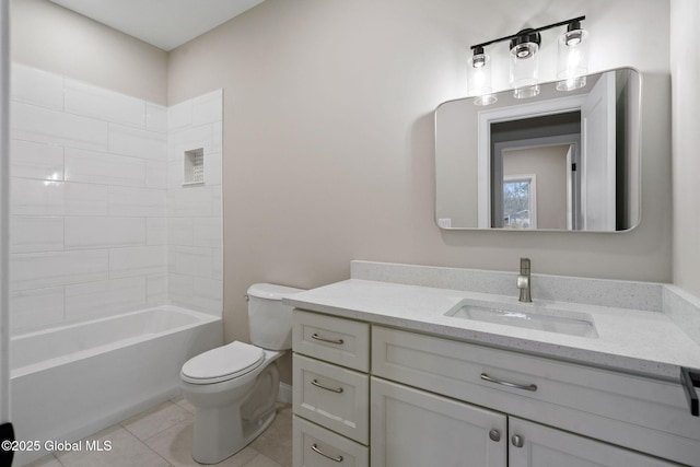 706 Swaggertown Rd, Charlton, NY 12302 - bathroom with vanity, toilet, tile patterned flooring, and shower / bathtub combination