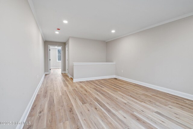 706 Swaggertown Rd, Charlton, NY 12302 - empty room with light wood-style flooring, recessed lighting, baseboards, and crown molding