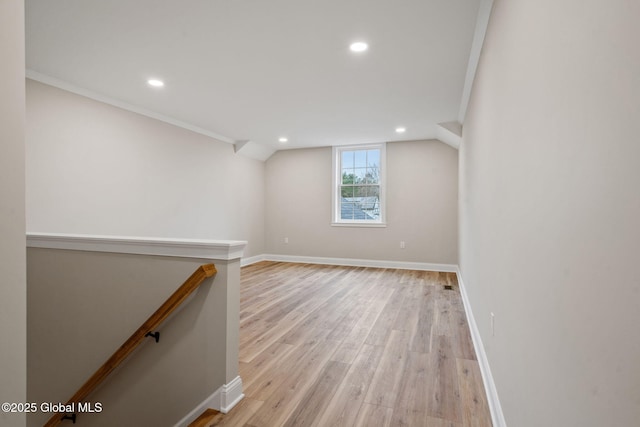 706 Swaggertown Rd, Charlton, NY 12302 - empty room featuring recessed lighting, light wood-style flooring, baseboards, and crown molding