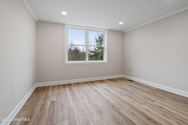 706 Swaggertown Rd, Charlton, NY 12302 - unfurnished room with light wood-style flooring, baseboards, recessed lighting, and crown molding