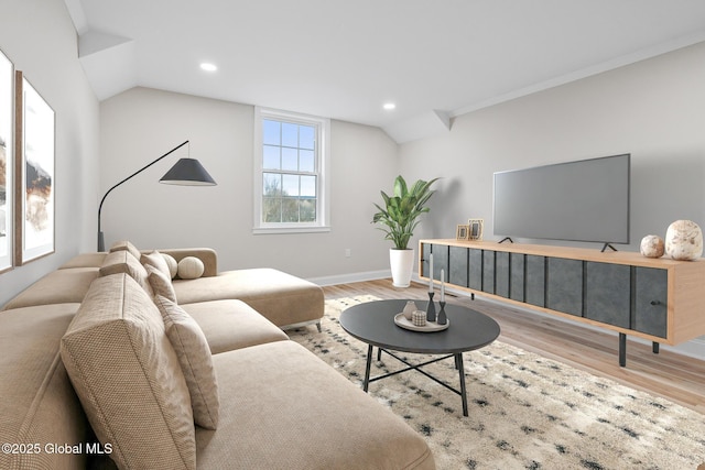 706 Swaggertown Rd, Charlton, NY 12302 - living room with wood finished floors, baseboards, recessed lighting, and lofted ceiling