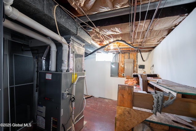 basement featuring electric panel