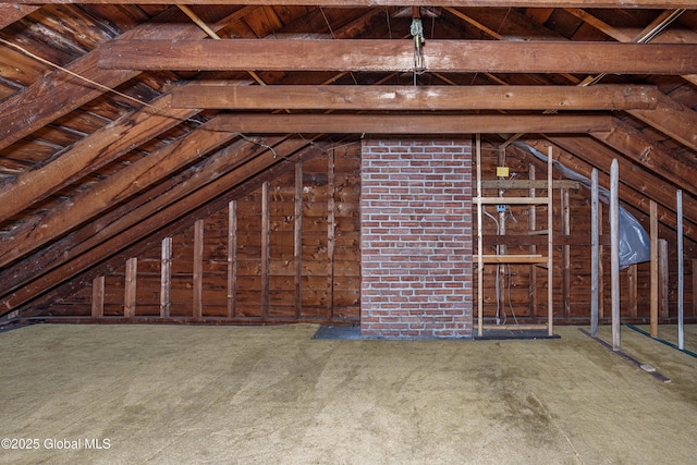 view of unfinished attic