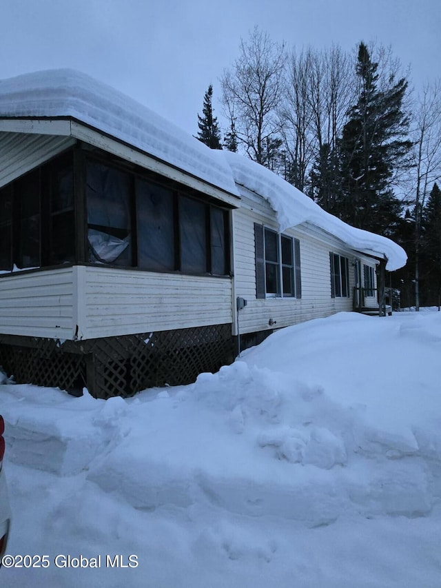 view of snowy exterior