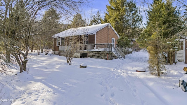 view of front of home with a deck