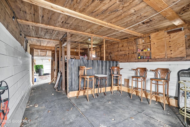 interior space featuring outdoor dry bar