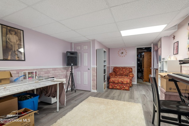 76 Barney Rd, Greenfield, NY 12850 - home office with a paneled ceiling, wood finished floors, and wainscoting