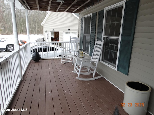 deck featuring covered porch