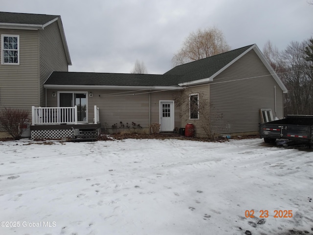 view of snow covered property