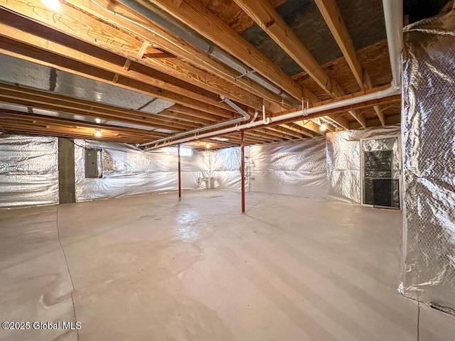 basement with crawl space and electric panel