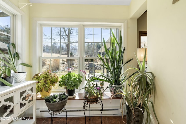 sunroom / solarium with baseboard heating