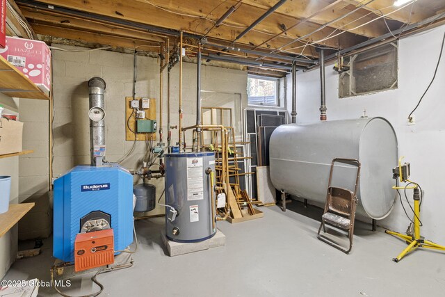 utility room featuring water heater and heating fuel