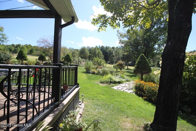 view of yard with a deck