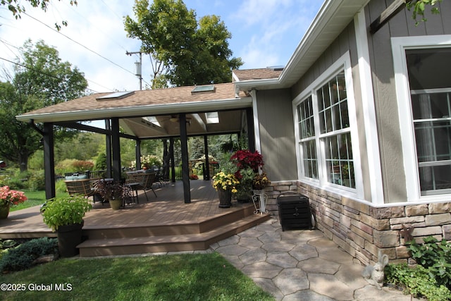 view of patio / terrace with a deck and a gazebo