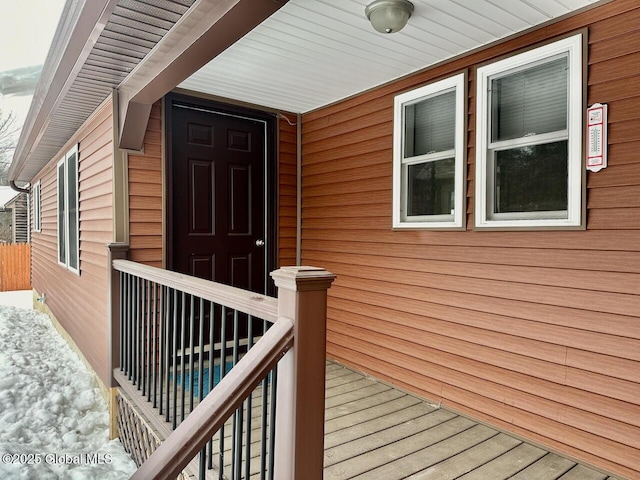 doorway to property with a swimming pool