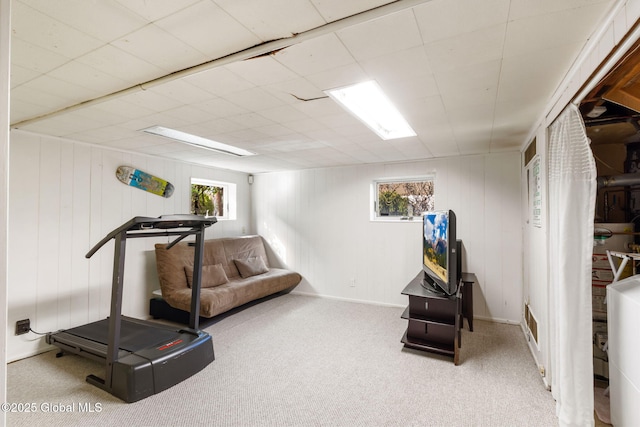 exercise room with carpet