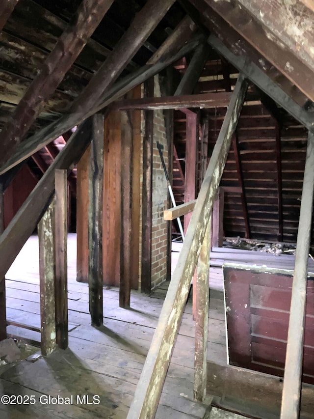 view of unfinished attic