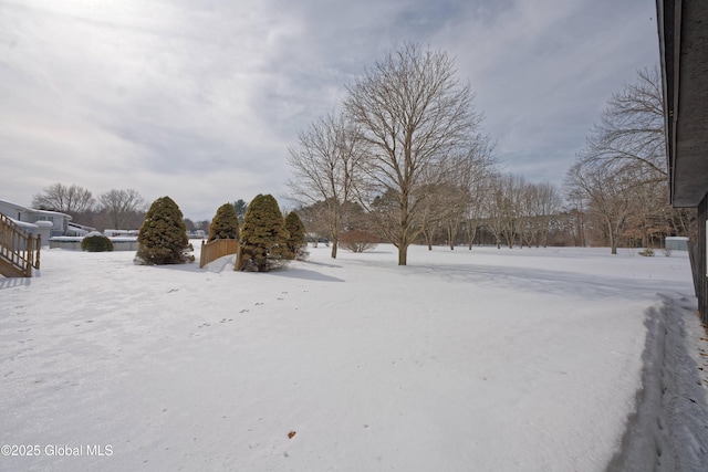 view of yard covered in snow