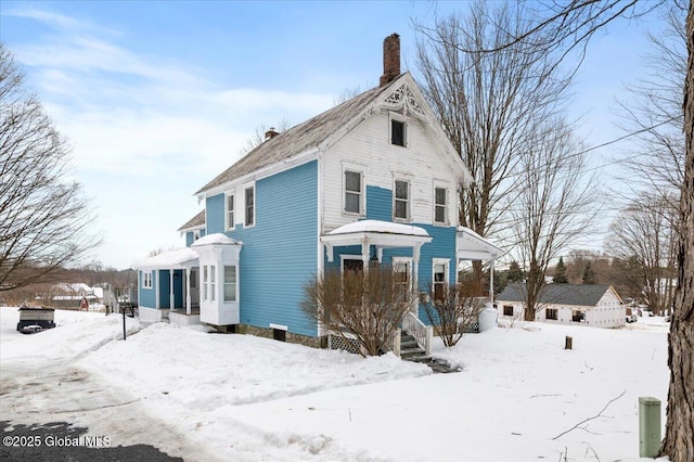 exterior space with a chimney