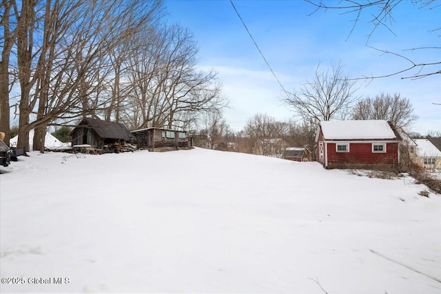 view of yard covered in snow