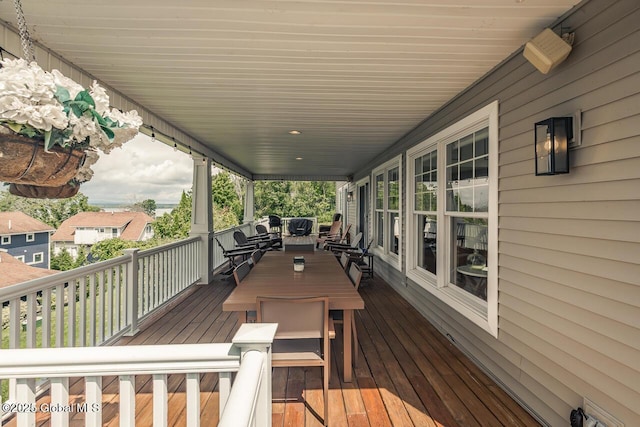 wooden deck with covered porch