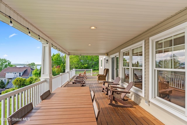 deck with covered porch