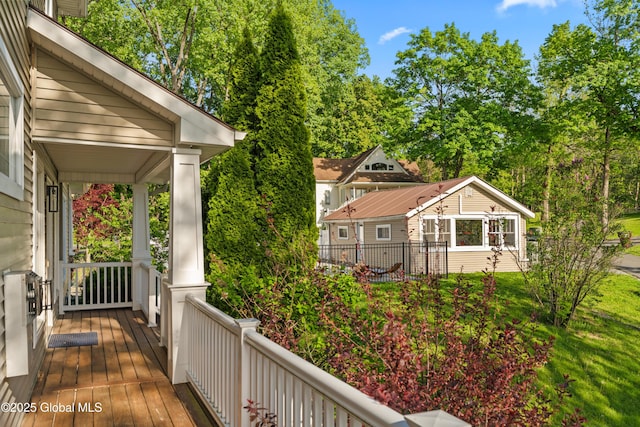 deck featuring covered porch