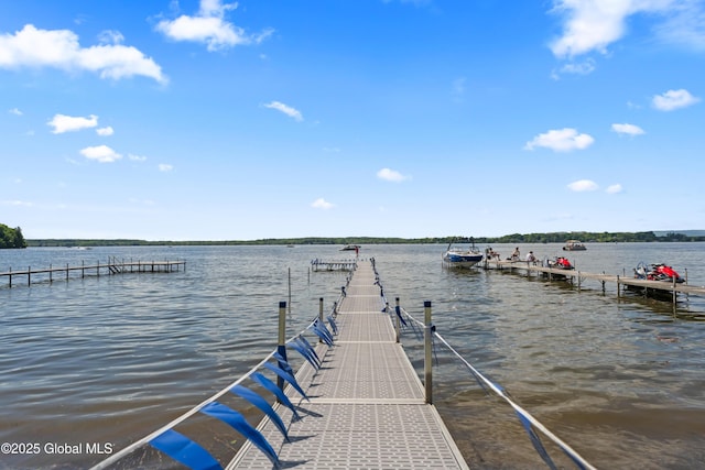 view of dock featuring a water view