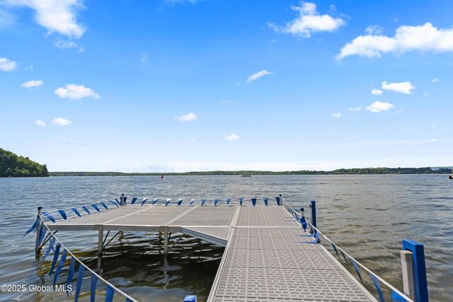 view of dock featuring a water view