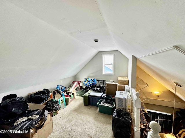 bonus room with lofted ceiling and carpet floors