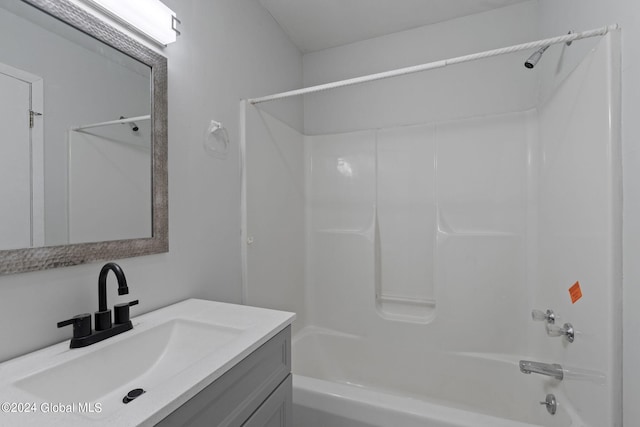 full bathroom with shower / bathing tub combination and vanity