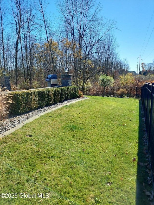 view of yard with a fenced backyard