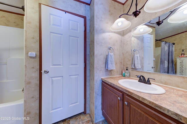 2 S Forty Rd, Hadley, NY 12835 - full bathroom with vanity and ornamental molding
