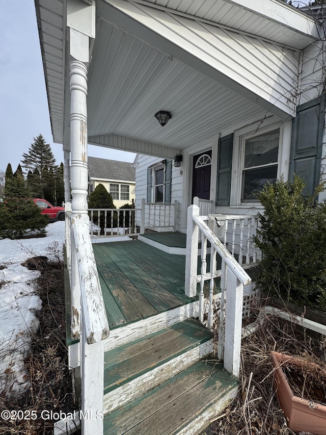 wooden deck with covered porch