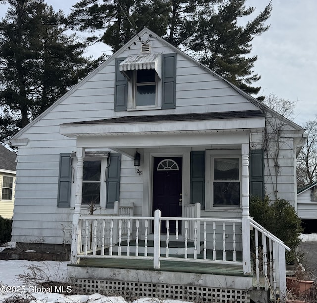 bungalow-style home featuring a porch