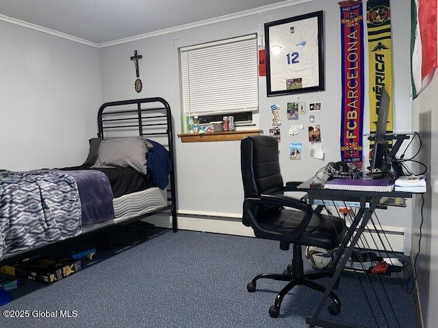 bedroom with crown molding