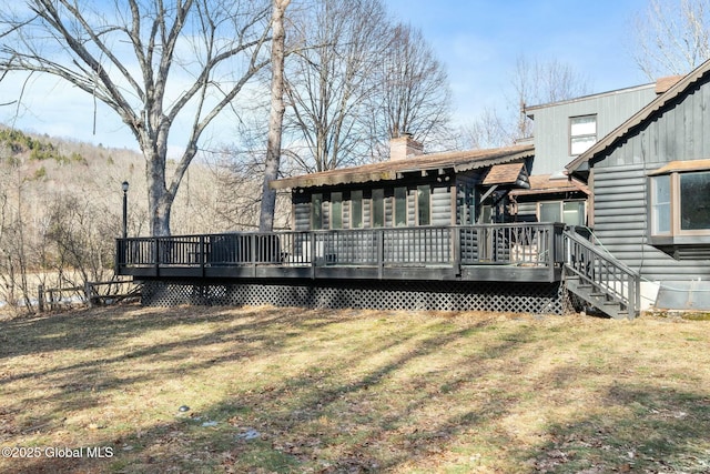 view of yard featuring a wooden deck