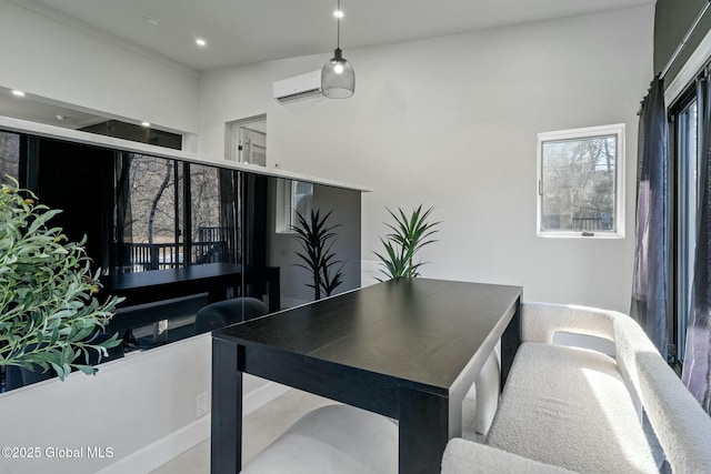 dining room with recessed lighting